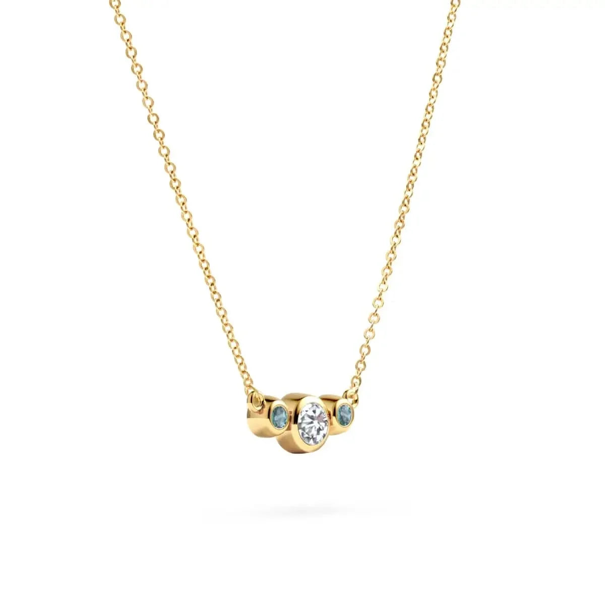 Barrington Diamond Necklace with Alexandrite Side Stones in 14k Gold (June)