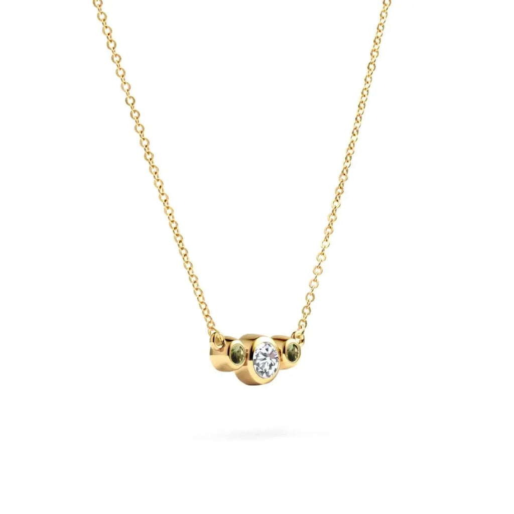 Barrington Diamond Necklace with Peridot Side Stones (August)
