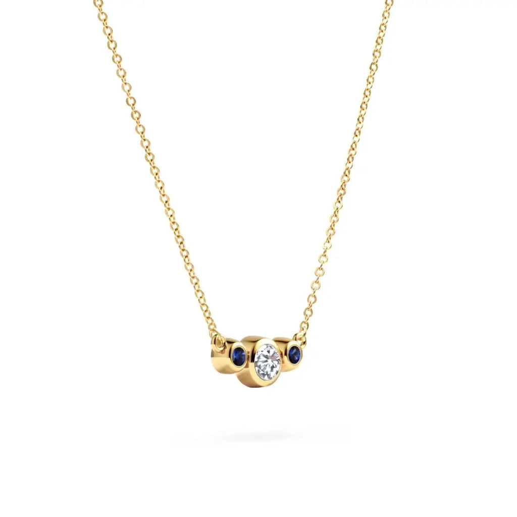 Barrington Diamond Necklace with Sapphire Side Stones (September)