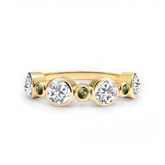 Barrington Diamond Band Ring with Peridots in 14k Gold (August)