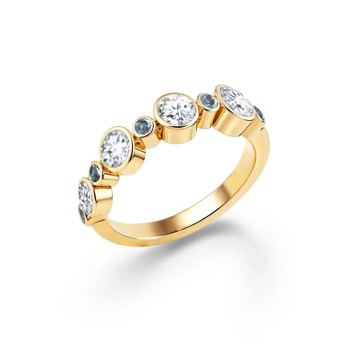 Barrington Diamond Band Ring with Alexandrites in 14k Gold (June)