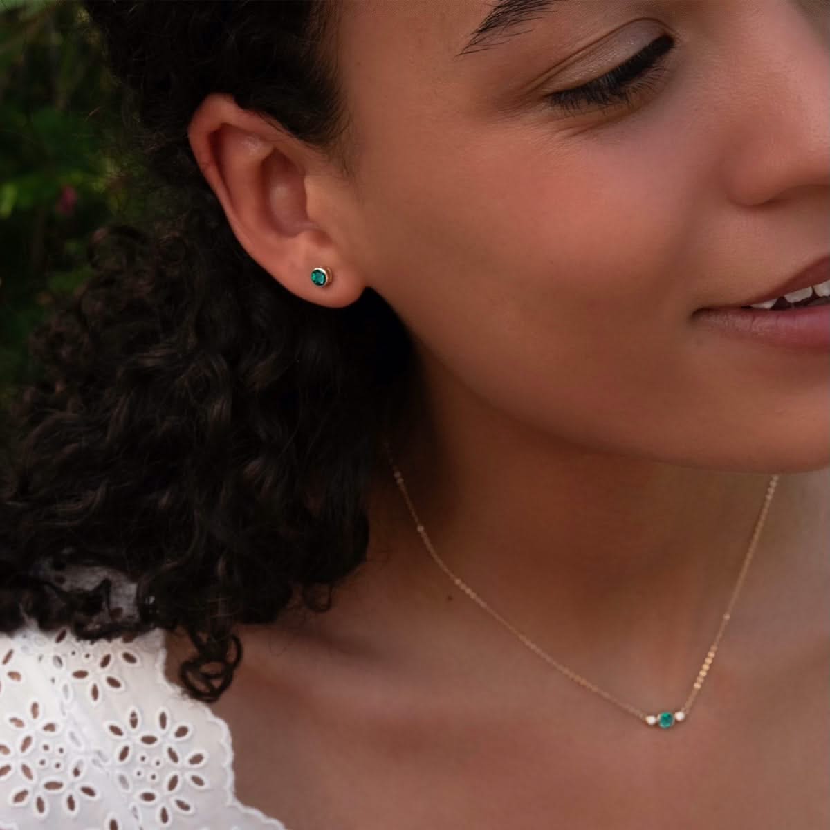Barrington Emerald Stud Earrings in 14k Gold (May)