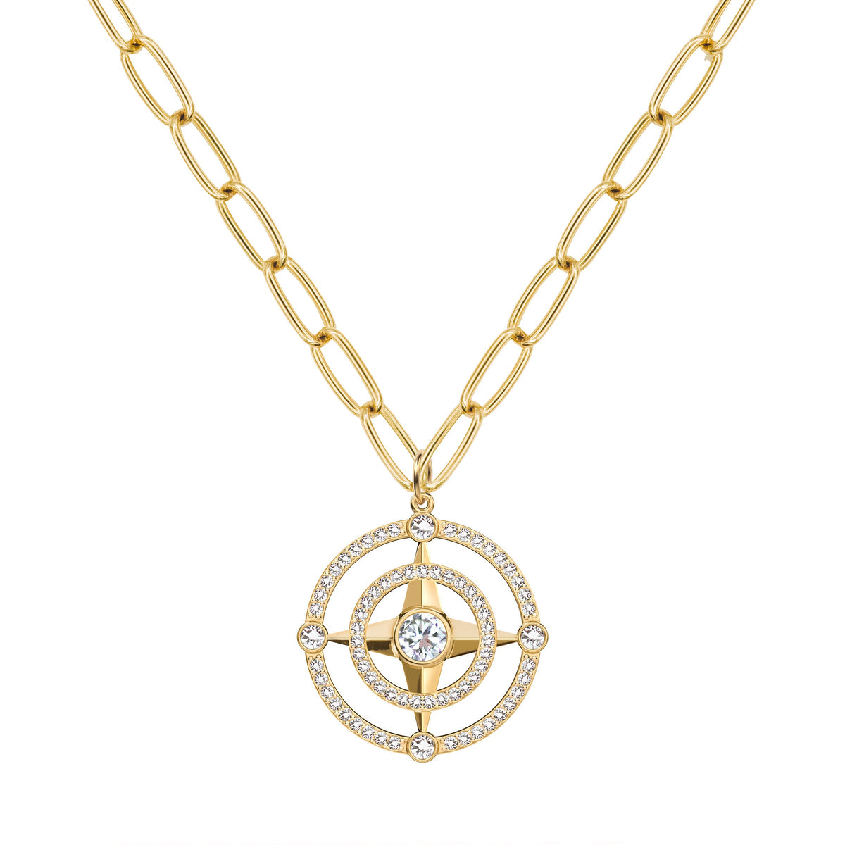 Compass Birthstone Pendant in 14k Gold