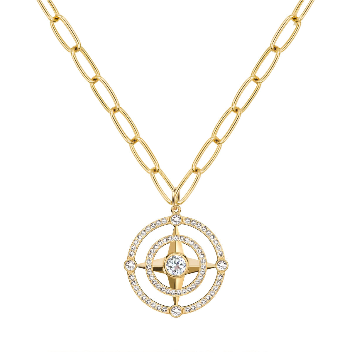 Compass Diamond Pendant in 14k Gold (April)