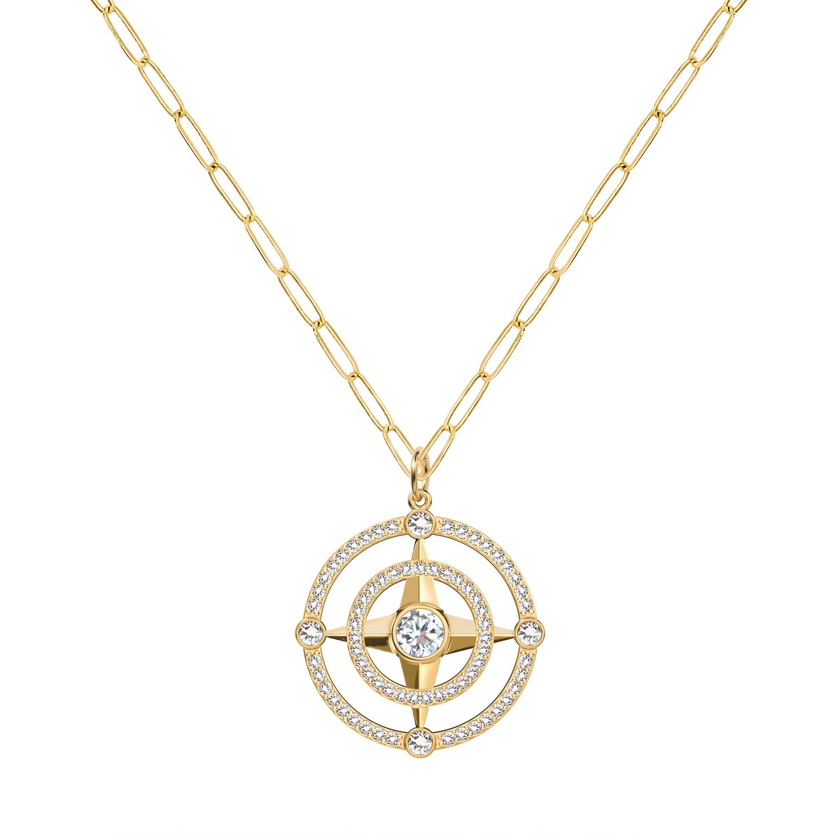 Compass Birthstone Pendant in 14k Gold