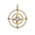 Compass Aquamarine & Diamond Pendant in 14k Gold (March)