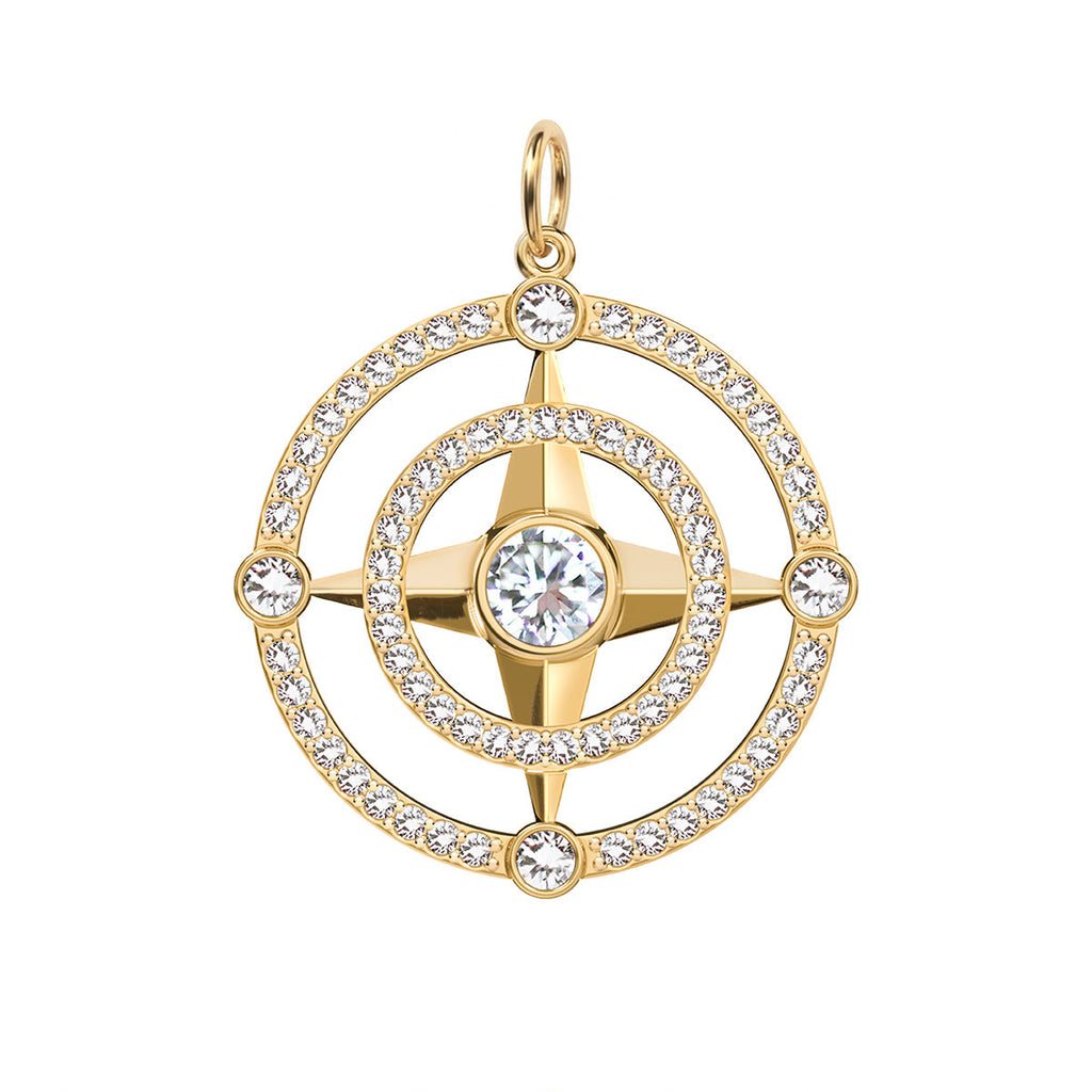Compass Birthstone Pendant in 14k Gold