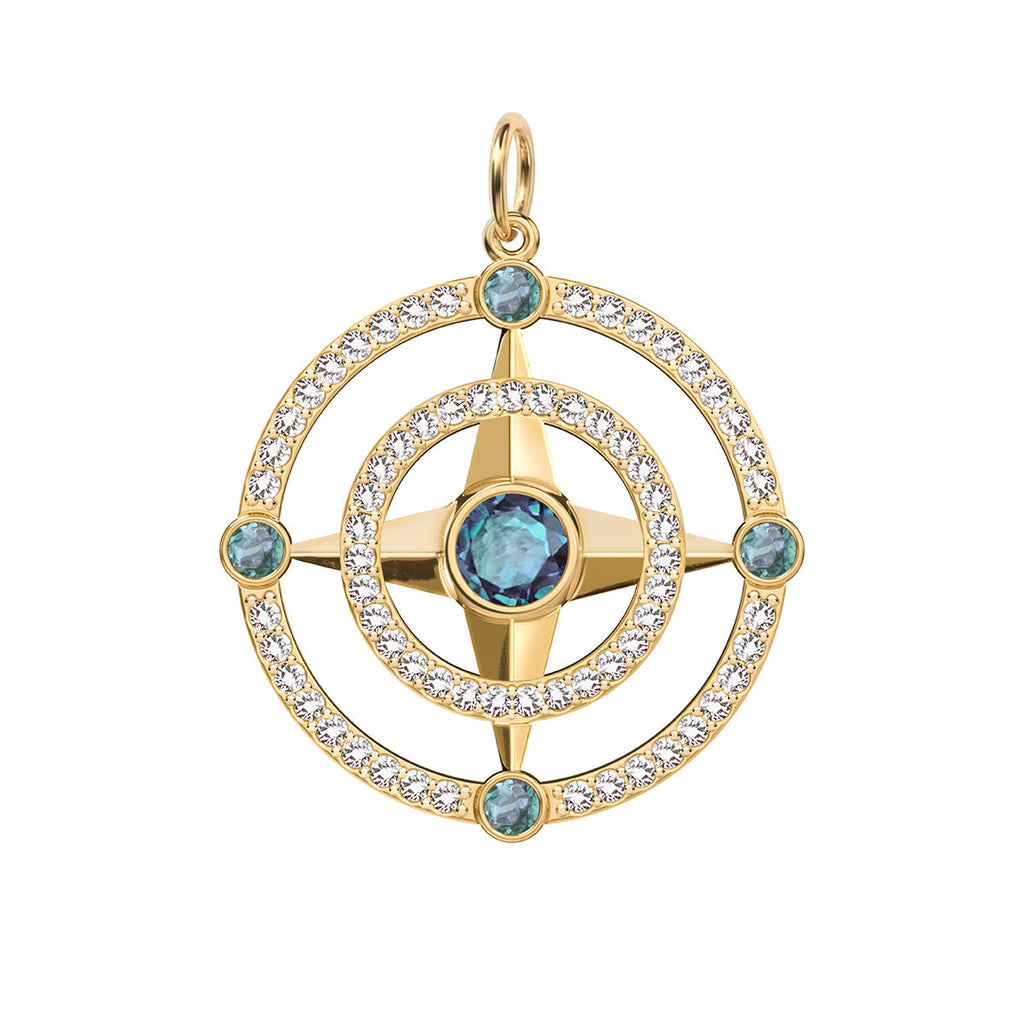 Compass Alexandrite & Diamond Pendant in 14k Gold (June)