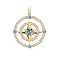 Compass Nantucket Blue Topaz & Diamond Pendant in 14k Gold (December)