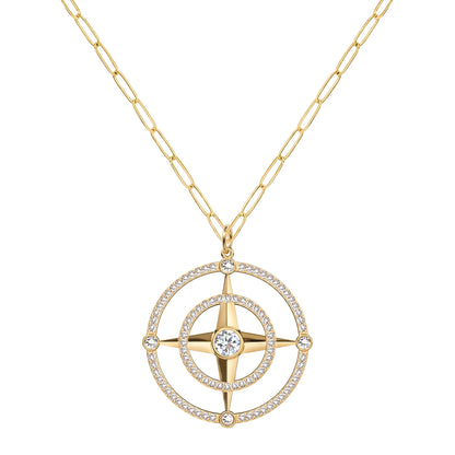 Large Compass Diamond Pendant in 14k Gold (April)