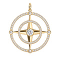 Large Compass Birthstone Pendant in 14k Gold