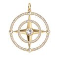 Large Compass White Topaz & Diamond Pendant in 14k Gold (April)