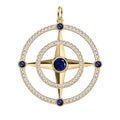 Large Compass Sapphire & Diamond Pendant in 14k Gold (September)