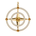 Large Compass Citrine & Diamond Pendant in 14k Gold (November)