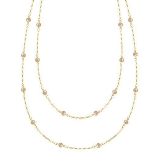 Bayberry Opal Long Necklace in 14k Gold (October)