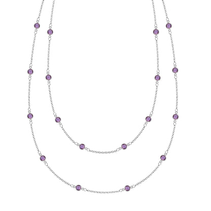 Bayberry Amethyst Long Necklace in 14k Gold (February)