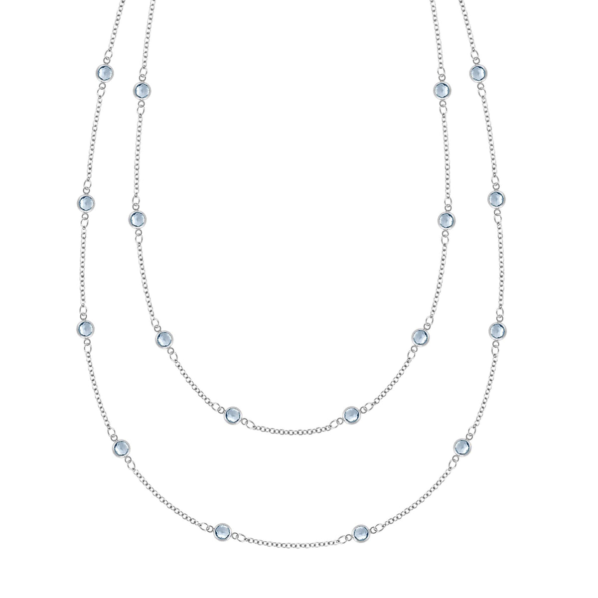Bayberry Aquamarine Long Necklace in 14k Gold (March)