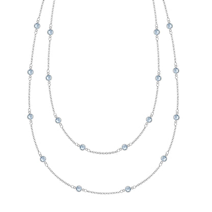Bayberry Aquamarine Long Necklace in 14k Gold (March)