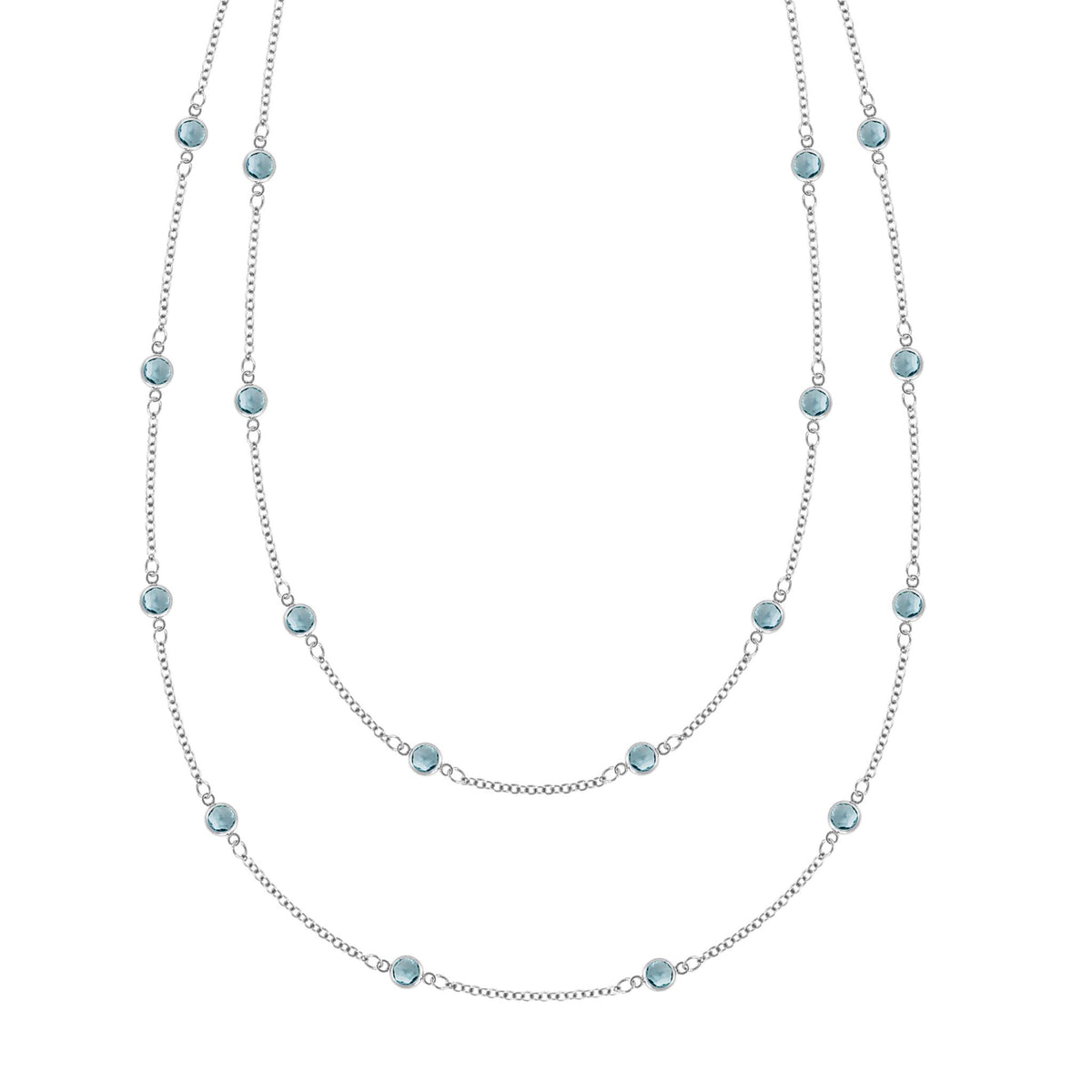 Bayberry Nantucket Blue Topaz Long Necklace in 14k Gold (December)