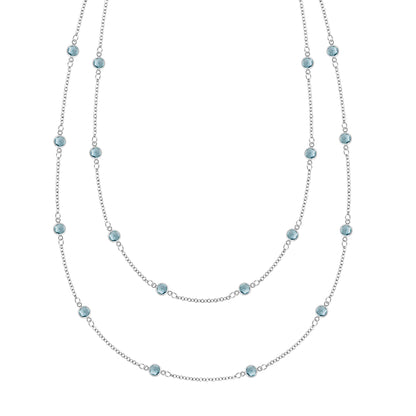 Bayberry Nantucket Blue Topaz Long Necklace in 14k Gold (December)