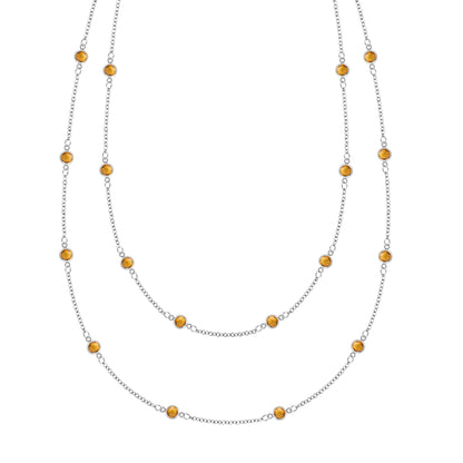 Bayberry Citrine Long Necklace in 14k Gold (November)