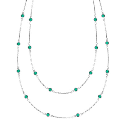 Bayberry Emerald Long Necklace in 14k Gold (May)