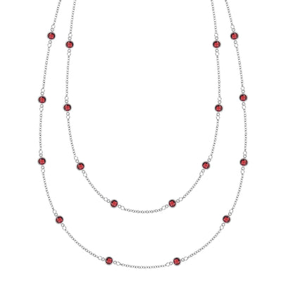 Bayberry Garnet Long Necklace in 14k Gold (January)