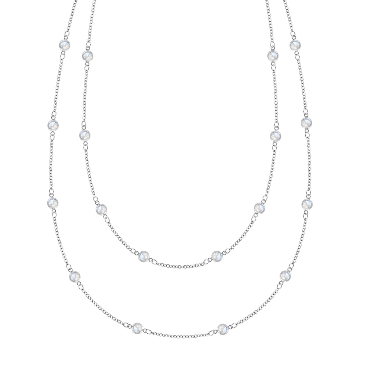 Bayberry Moonstone Long Necklace in 14k Gold (June)