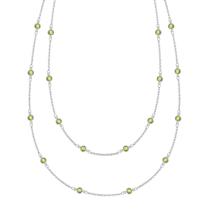 Bayberry Peridot Long Necklace in 14k Gold (August)