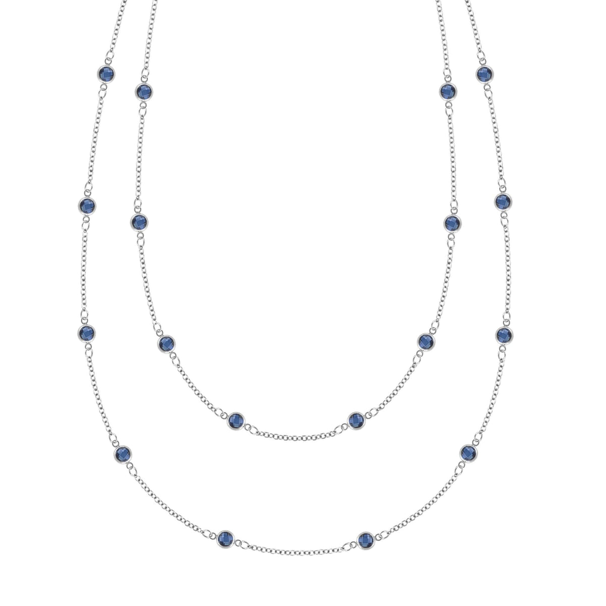 Bayberry Sapphire Long Necklace in 14k Gold (September)