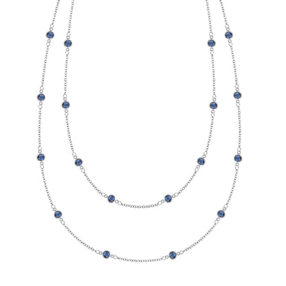 Bayberry Sapphire Long Necklace in 14k Gold (September)