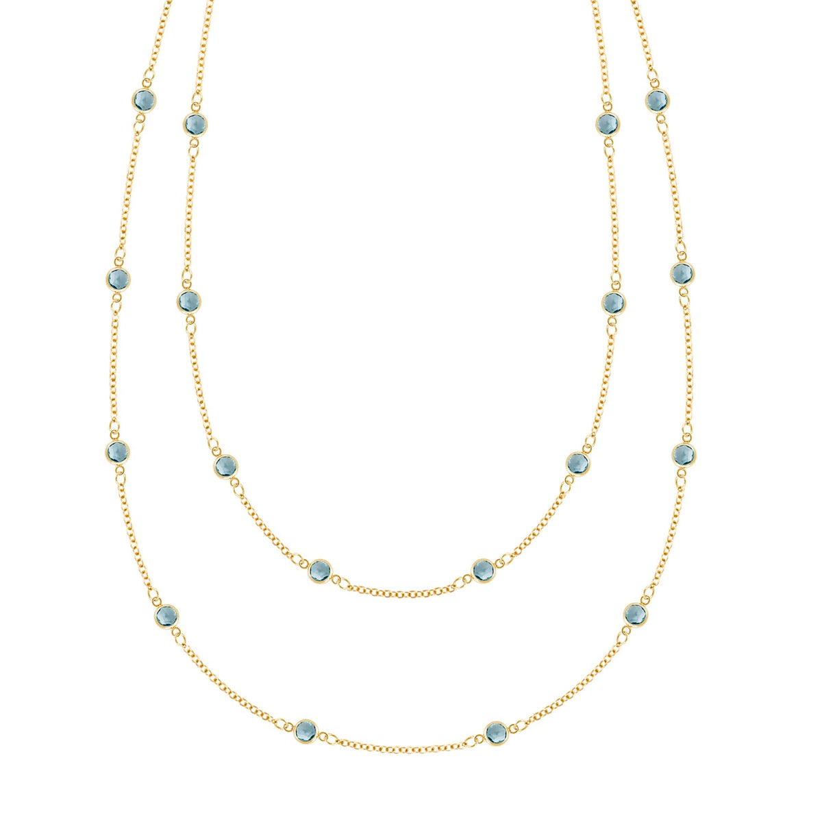 Bayberry Nantucket Blue Topaz Long Necklace in 14k Gold (December)