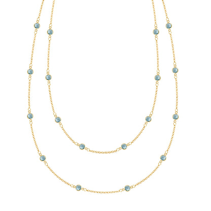 Bayberry Nantucket Blue Topaz Long Necklace in 14k Gold (December)