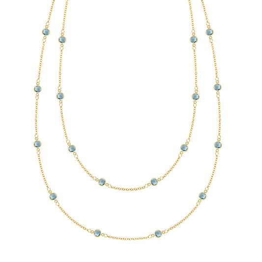 Bayberry Nantucket Blue Topaz Long Necklace in 14k Gold (December)