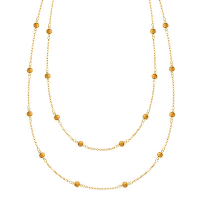 Bayberry Citrine Long Necklace in 14k Gold (November)