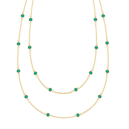 Bayberry Emerald Long Necklace in 14k Gold (May)