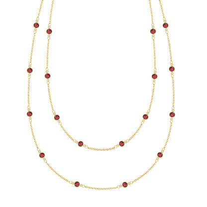 Bayberry Garnet Long Necklace in 14k Gold (January)