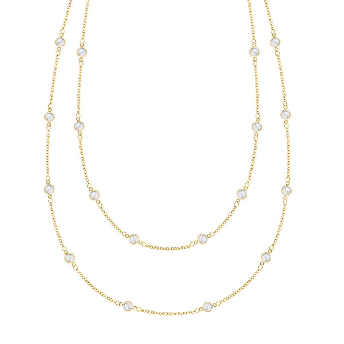 Bayberry Moonstone Long Necklace in 14k Gold (June)