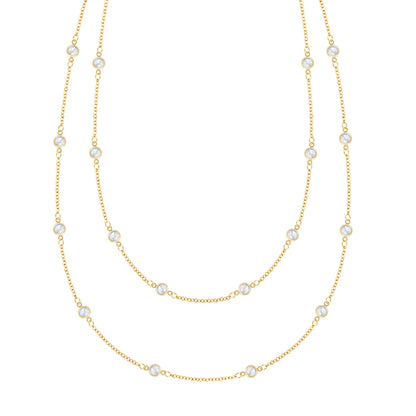 Bayberry Moonstone Long Necklace in 14k Gold (June)