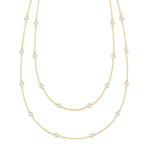 Bayberry Moonstone Long Necklace in 14k Gold (June)
