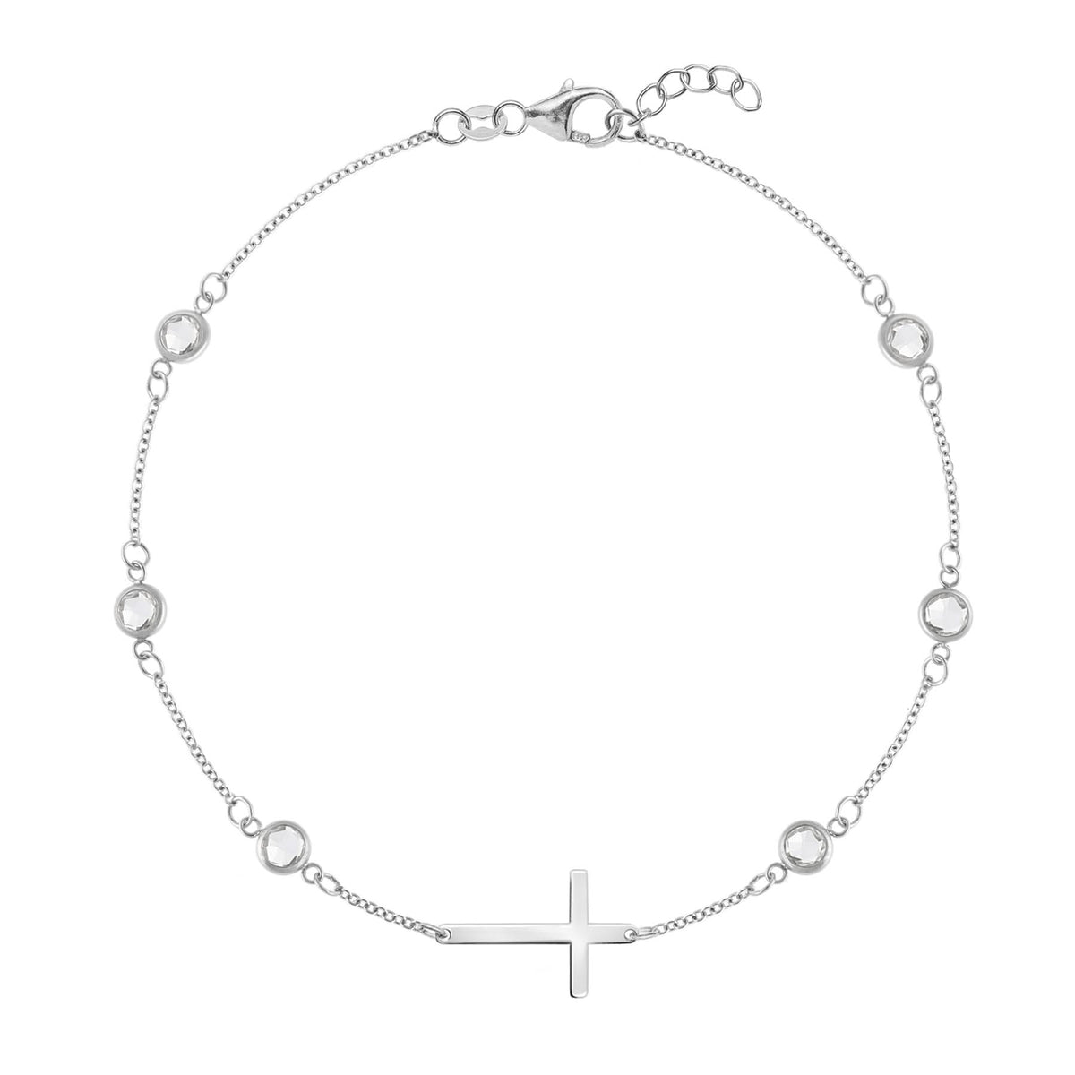 Bayberry Birthstone Cross Bracelet in 14k Gold