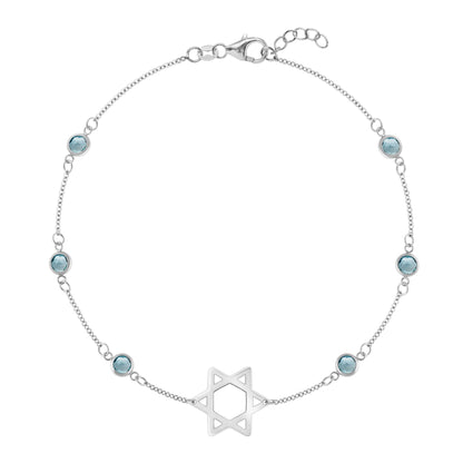 Bayberry Nantucket Blue Topaz Star of David Bracelet in 14k Gold (December)