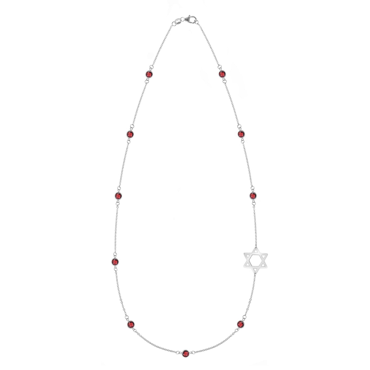 Bayberry Garnet Star of David Necklace in 14k Gold (January)