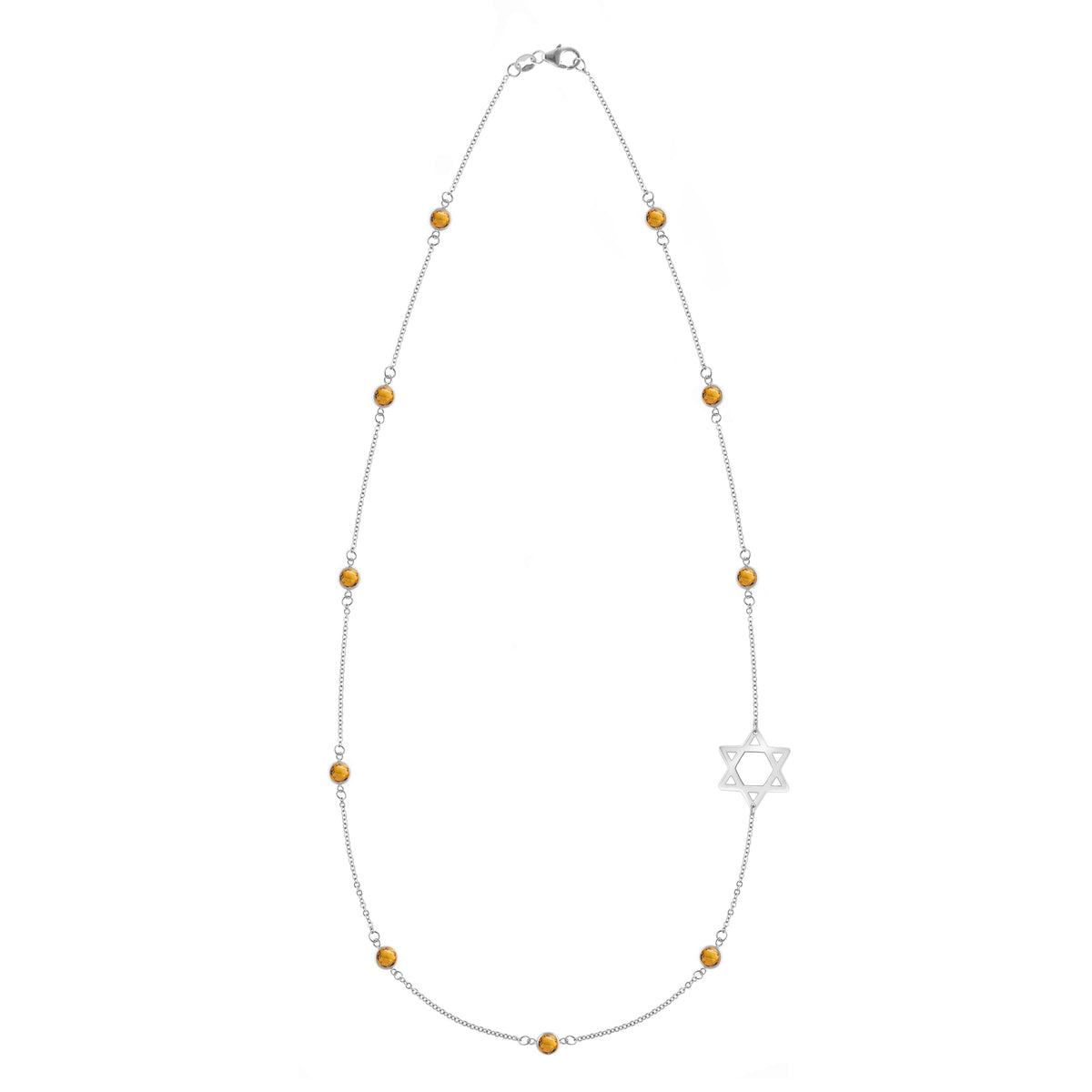 Bayberry Citrine Star of David Necklace in 14k Gold (November)