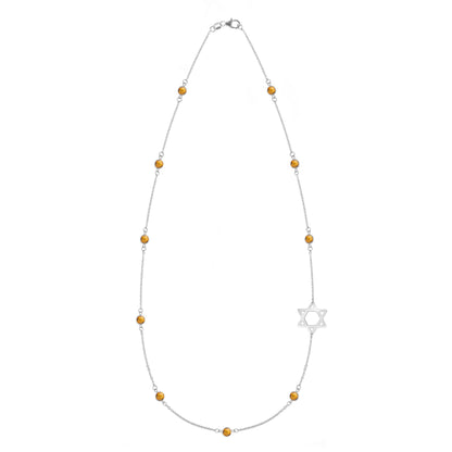 Bayberry Citrine Star of David Necklace in 14k Gold (November)