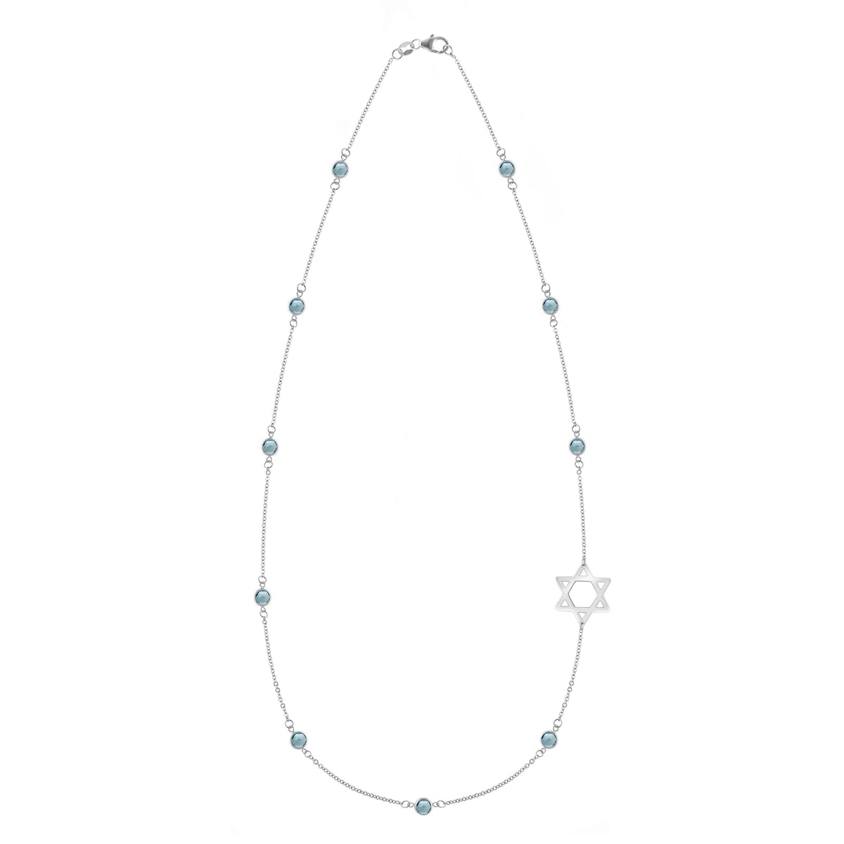 Bayberry Nantucket Blue Topaz Star of David Necklace in 14k Gold (December)