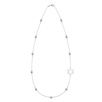 Bayberry Nantucket Blue Topaz Star of David Necklace in 14k Gold (December)