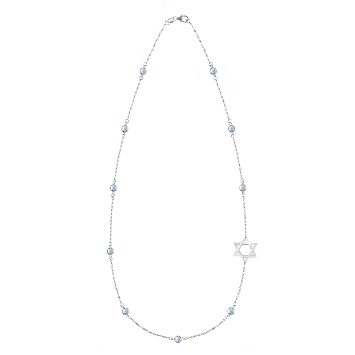 Bayberry Aquamarine Star of David Necklace in 14k Gold (March)