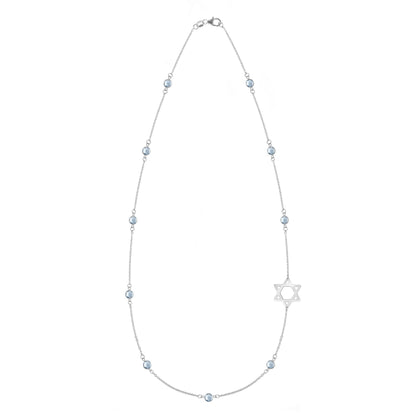 Bayberry Aquamarine Star of David Necklace in 14k Gold (March)