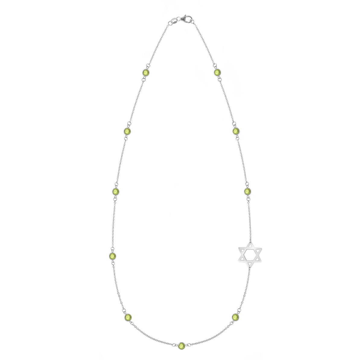 Bayberry Peridot Star of David Necklace in 14k Gold (August)
